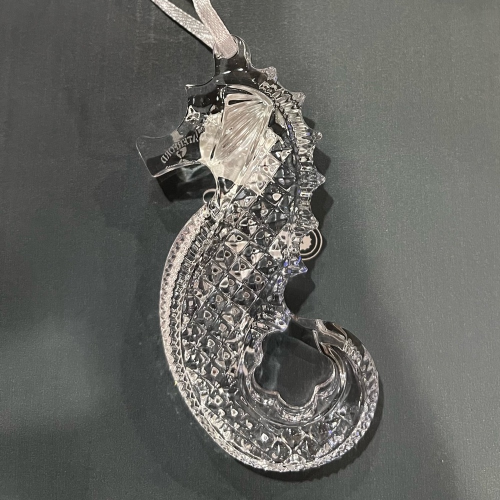 Waterford Vintage Crystal Seahorse Ornament with Ribbon - Picture 2 of 5